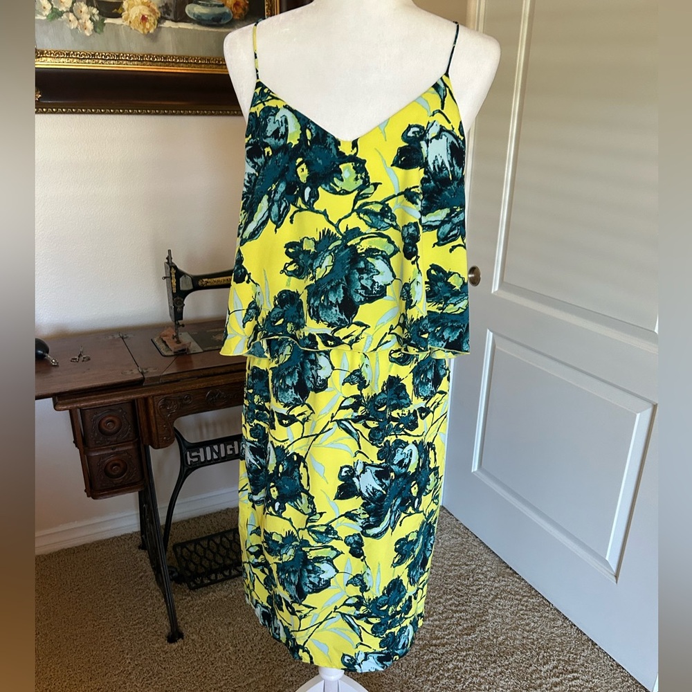 Cooper & Ella Yellow and Teal Floral Print Dress